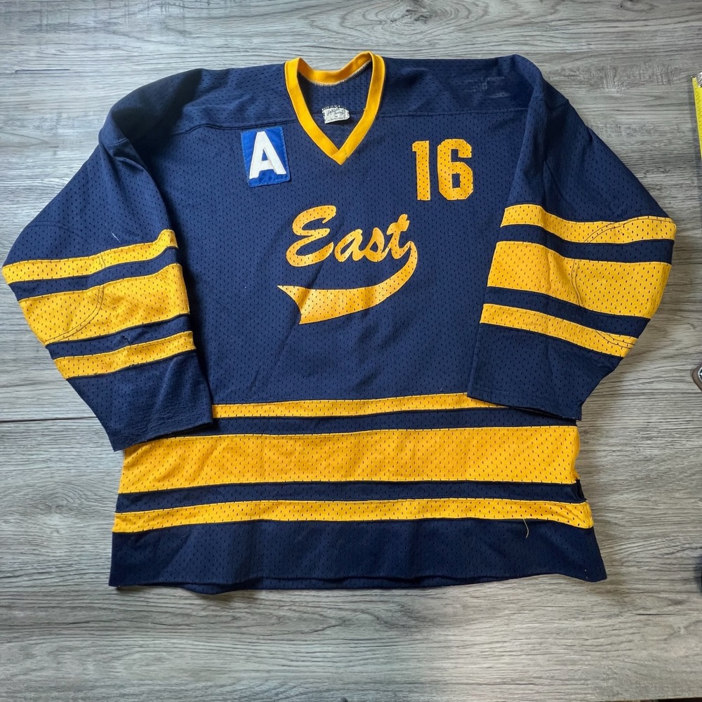 Athletic Sewing Hockey Jersey Mens XL Navy Blue East 16 Vintage Mesh Alternate